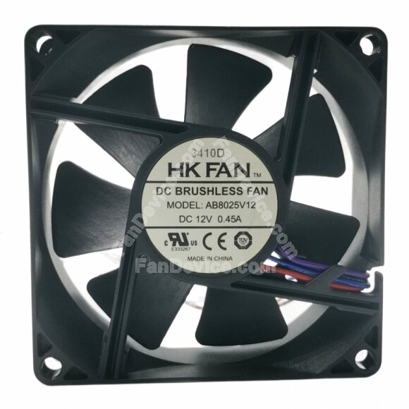 HK FAN AB8025V12 DC 12V 0.45A 8025 Brushless Axial Cooling Fan