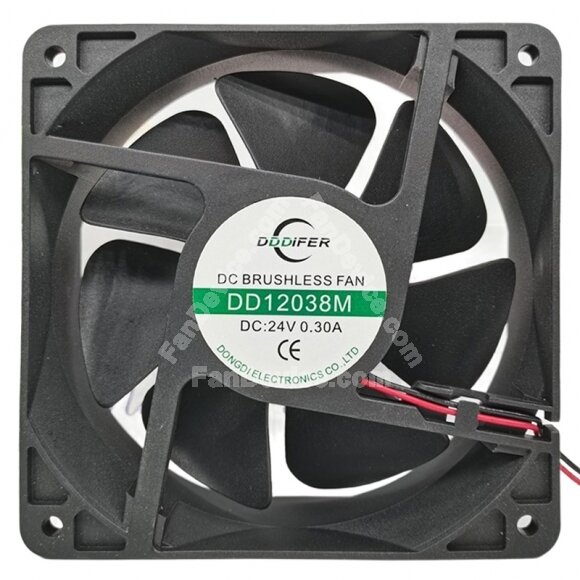 DDDIFER DD12038M DC 24V 0.30A 2 Wires Brushless Axial Cooling Fan