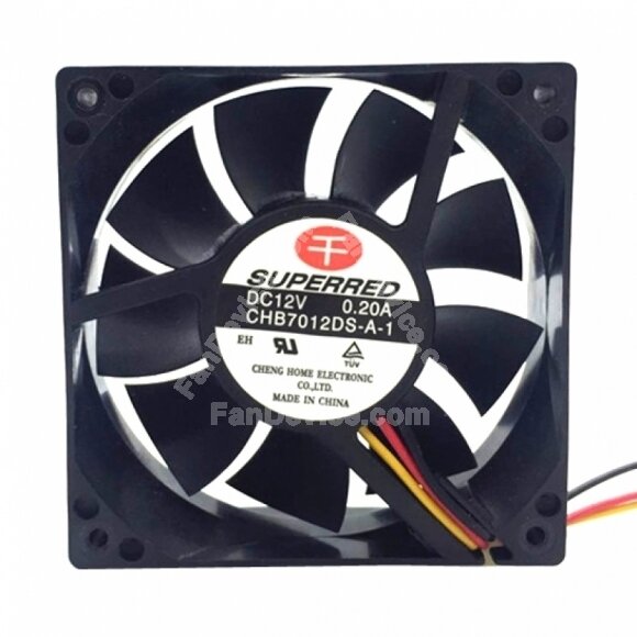 SUPERRED CHB7012DS-A-1 DC 12V 0.20A 2 Wires / 3 Wires Axial Cooling Fan
