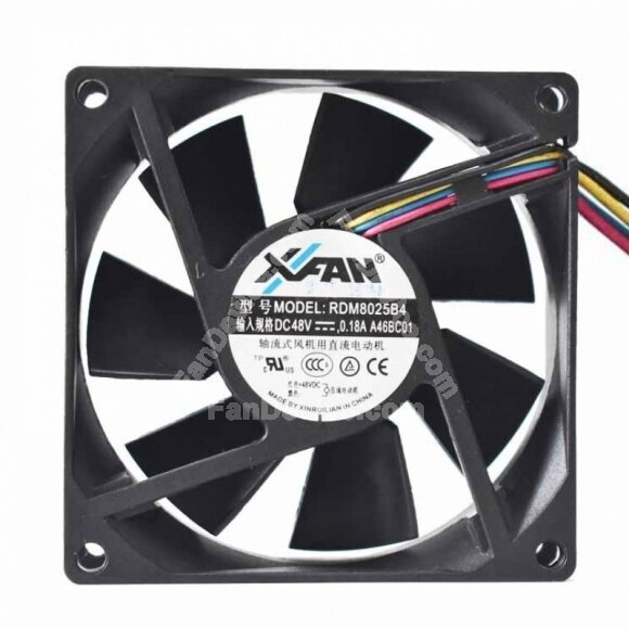 XFAN RDM8025B4 DC 48V 0.18A 2 Wires / 3 Wires / 4 Wires Axial Cooling Fan