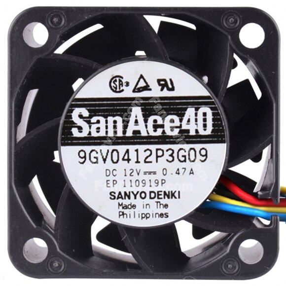 Sanyo Denki 9GV0412P3G09 DC 12V 0.47A 4 Wires 4028 Axial Cooling Fan