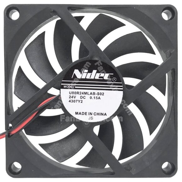 Nidec U80R24MLAB-S02 24V 0.15A 2 Wires Axial Cooling Fan
