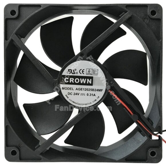 CROWN AGE12025B24MF 24V 0.31A 2 Wires Axial Cooling Fan