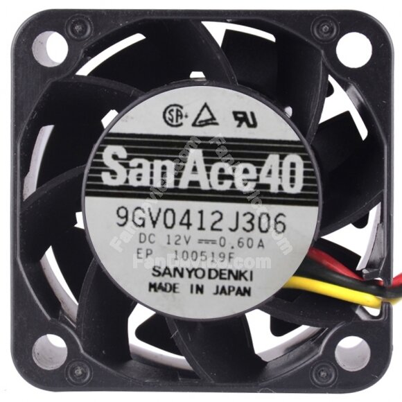Sanyo 9GV0412J306 12V 0.60A 3 Wires Axial Cooling Fan