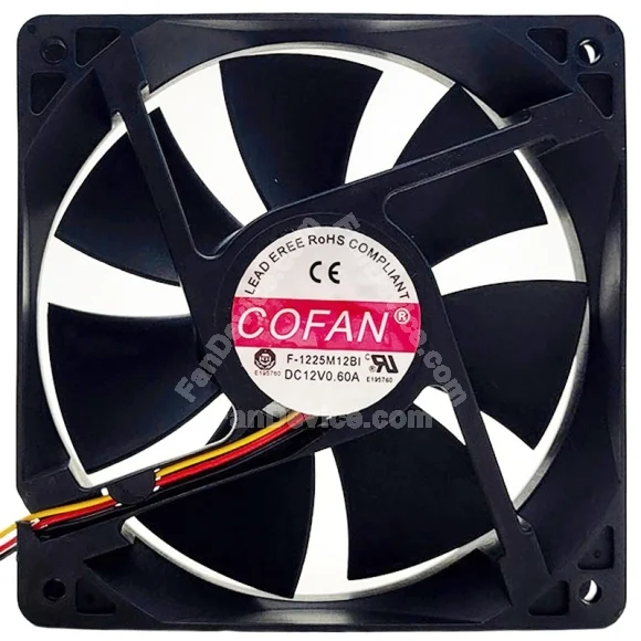 COFAN F-1225M12BI 12V 0.60A 2 / 3 Wires Axial Cooling Fan