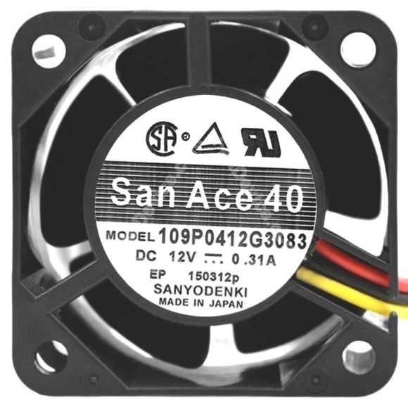 Sanyo 109P0412G3083 12V 0.31A 2 / 3 Wires Cooling Fan