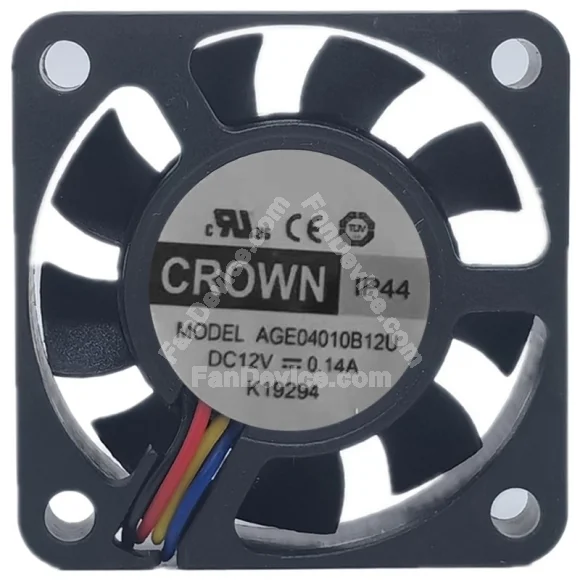 CROWN AGE04010B12U 12V 0.14A 2 / 3 / 4 Wires Cooling Fan