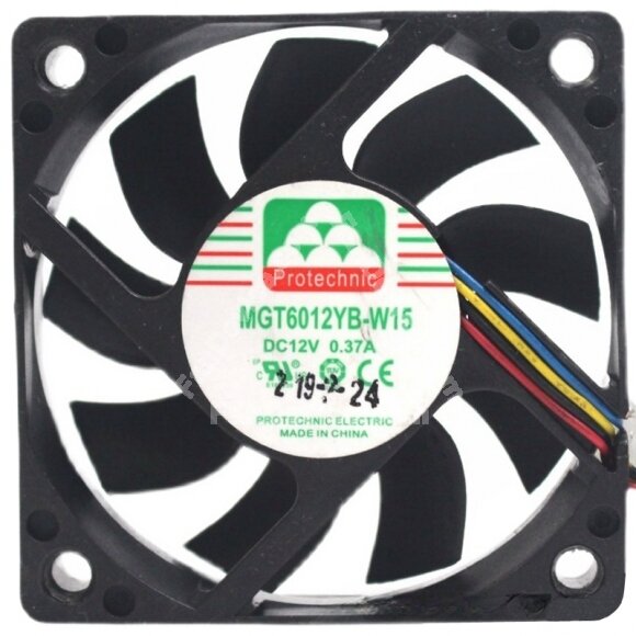 Protechnic MGT6012YB-W15 12V 0.37A 4 Wires Axial Cooling Fan