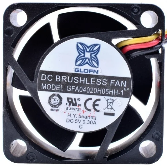 GLOFN GFA04020H05HH-1 DC 5V 0.30A 3 Wires HYPRO Bearing Cooling Fan