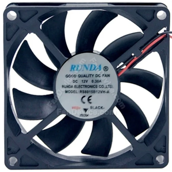 RUNDA RS8015B12VH-A DC 12V 0.30A 2 Wires Axial Cooling Fan