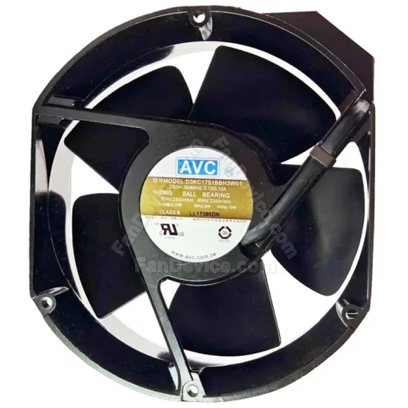 AVC D3KC1751BBH3W01 AC 230V 0.13/0.12A 2 Wires Ball Bearing Cooling Fan