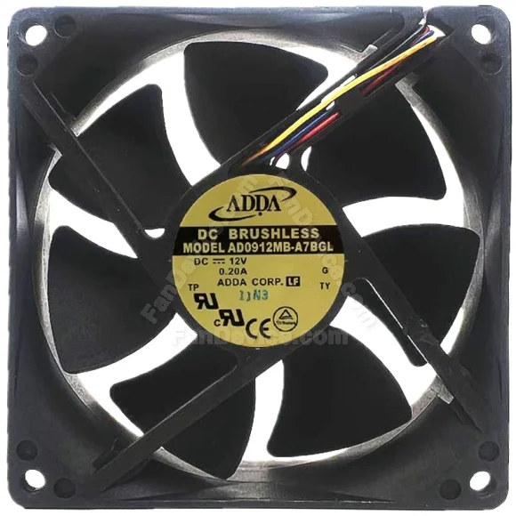 ADDA AD0912MB-A7BGL 12V 0.20A 4 Wires DC Brushless PWM Cooling Fan