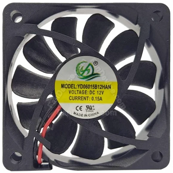 YD YD06015B12HAN DC 12V 0.15A 2 Wires Axial Cooling Fan