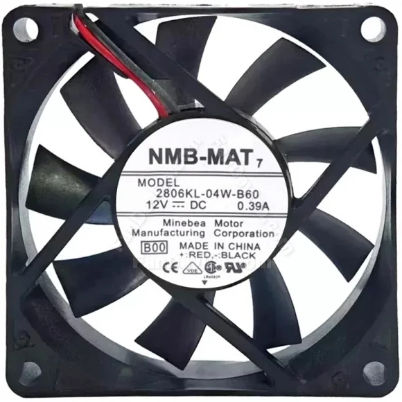 NMB-MAT 2806KL-04W-B60 DC 12V 0.39A 2 Wires Axial Cooling Fan