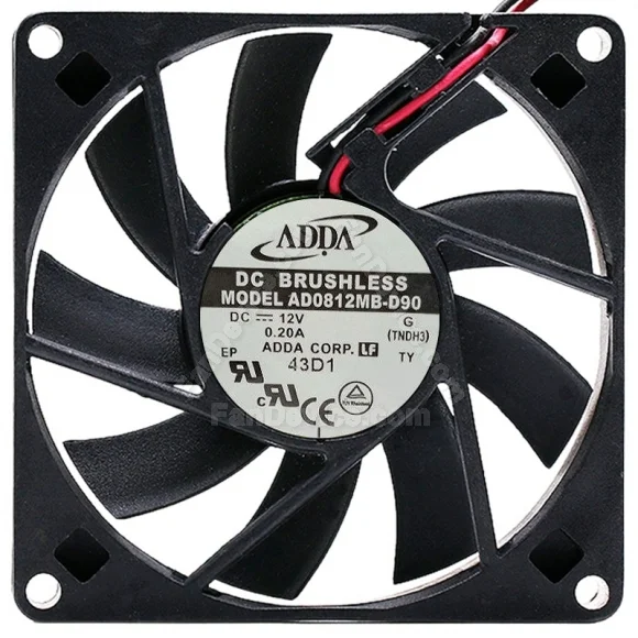ADDA AD0812MB-D90 12V 0.20A DC Brushless 2 Wires Axial Cooling Fan
