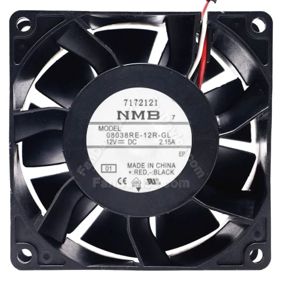 NMB 08038RE-12R-GL DC 12V 2.15A 3 Wires Axial Cooling Fan