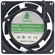 FONSONING FSY8025H2ASL AC 220-240V 0.06A 2 Wires Axial Cooling Fan