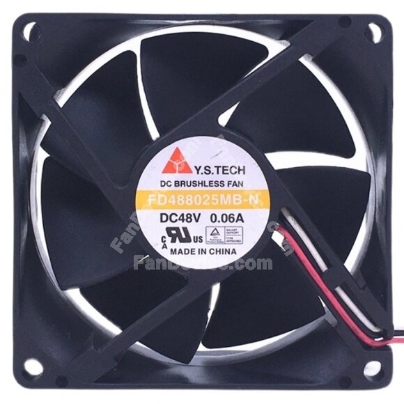 Y.S.TECH FD488025MB-N DC 48V 0.06A 3 Wires Brushless Axial Cooling Fan