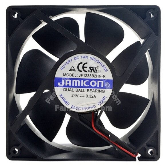 JAMICON JF1238B2HR-R DC 24V 0.32A Dual Ball Bearing Axial Cooling Fan