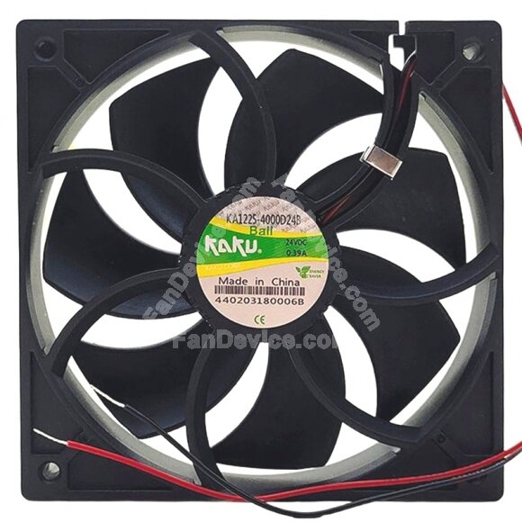 KAKU KA1225-4000D24B DC 24V 0.39A 2 Wires Axial Cooling Fan