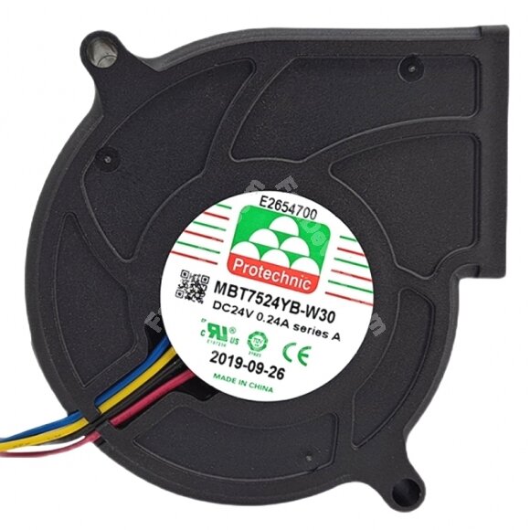 Protechnic MBT7524YB-W30 DC 24V 0.24A 4 Wires PWM Blower Cooling Fan