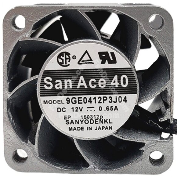 Sanyo Denki 9GE0412P3J04 DC 12V 0.65A 2 Wires 4028 Axial Cooling Fan