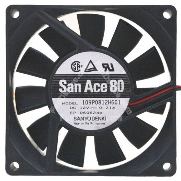 Sanyo Denki 109P0812H601 DC 12V 0.21A 8020 2 Wires Axial Cooling Fan