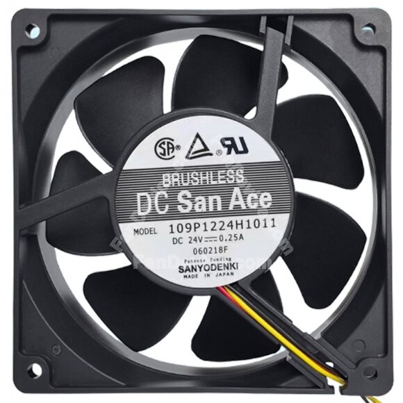Sanyo Denki 109P1224H1011 DC 24V 0.25A 3 Wires Axial Cooling Fan
