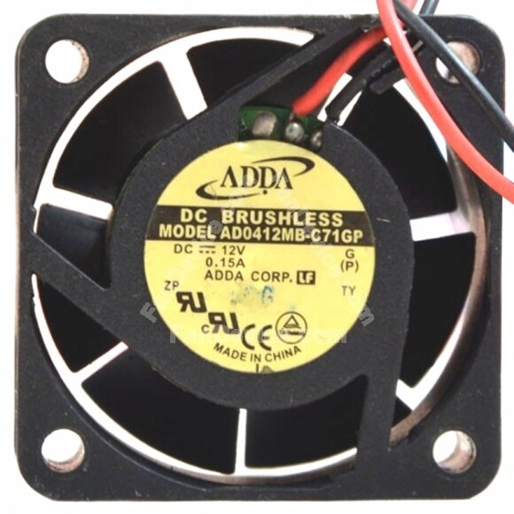 ADDA AD0412MB-C71GP DC 12V 0.15A 2 Wires Brushless Axial Cooling Fan