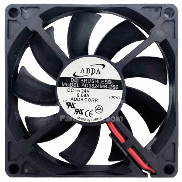 ADDA AD0824MB-D92 DC 24V 0.09A 2 Wires Brushless Axial Cooling Fan