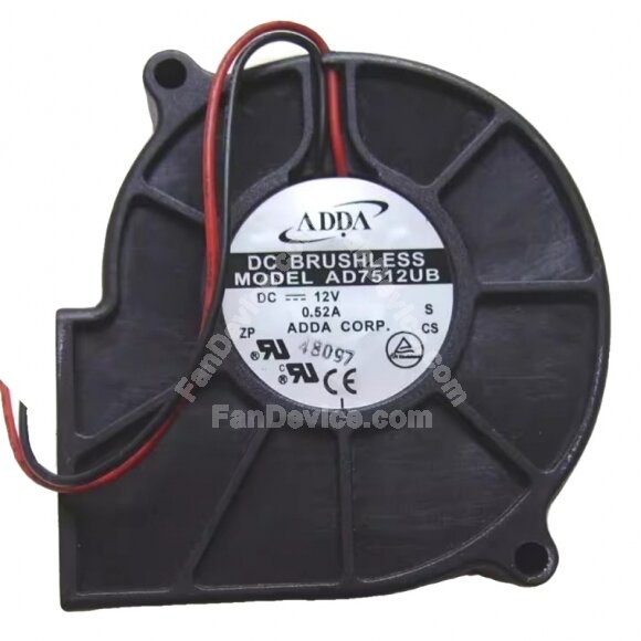 ADDA AD7512UB DC 12V 0.52A 2 Wires / 3 Wires Brushless Blower Cooling Fan