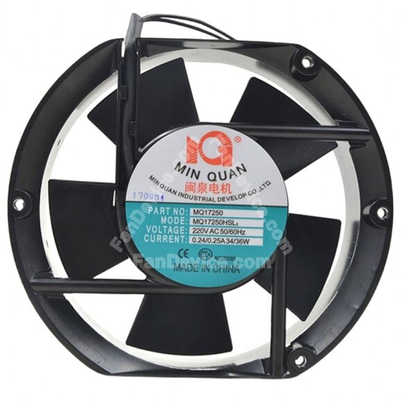 MIN QUAN MQ17250HSL2 AC 220V 0.24/0.25A 34/36W 2 Wires Axial Cooling Fan