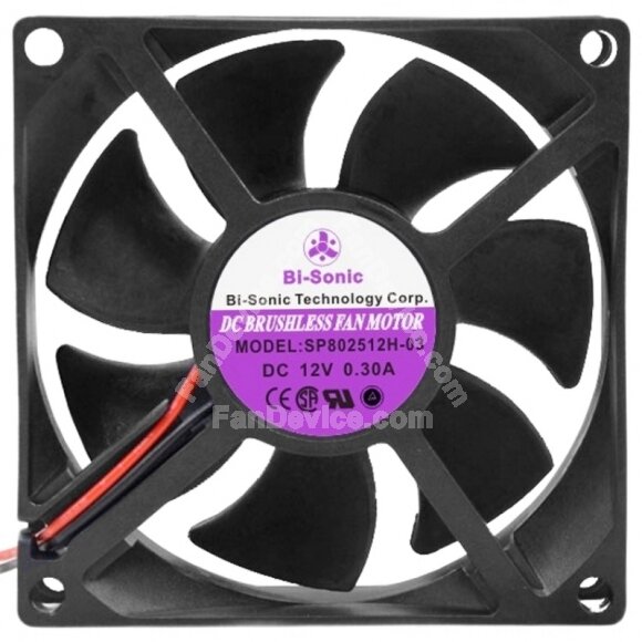 Bi-Sonic SP802512H-03 12V 0.30A 2 Wires DC Brushless Axial Cooling Fan