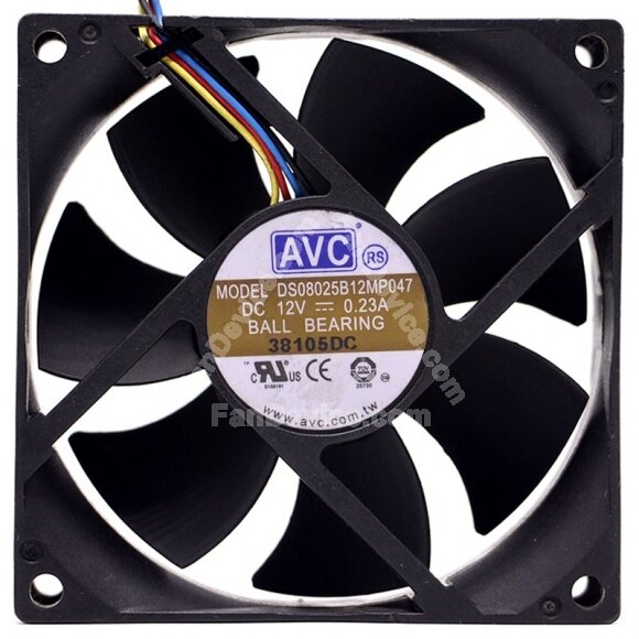 AVC DS08025B12MP047 DC 12V 0.23A Ball Bearing Axial Cooling Fan
