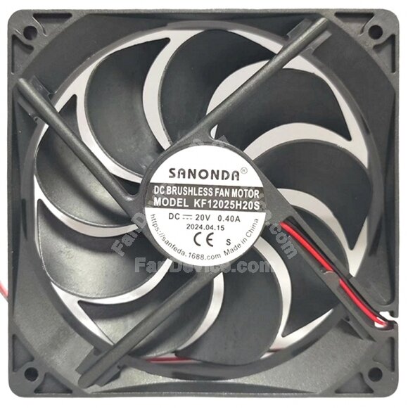 SANONDA KF12025H20S 20V 0.40A 2 Wires DC Brushless Axial Cooling Fan