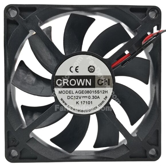 CROWN AGE08015S12H DC 12V 0.30A 2 Wires 8015 Axial Cooling Fan