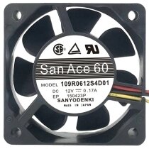 Sanyo Denki 109R0612S4D01 DC 12V 0.17A 2 / 3 Wires Axial Cooling Fan