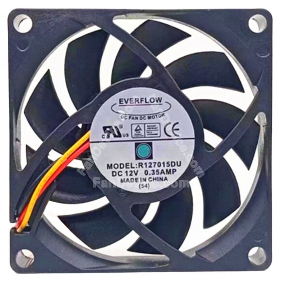 EVERFLOW R127015DU DC 12V 0.35AMP 2 Wires / 3 Wires Axial Cooling Fan