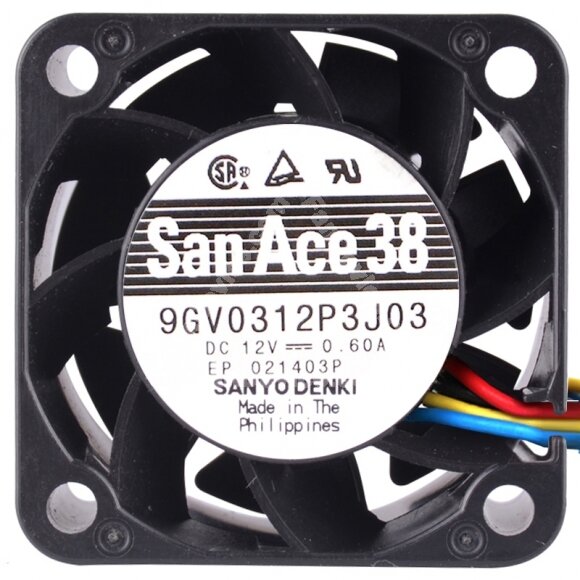 Sanyo Denki 9GV0312P3J03 DC 12V 0.60A 4 Wires 3828 PWM Axial Fan
