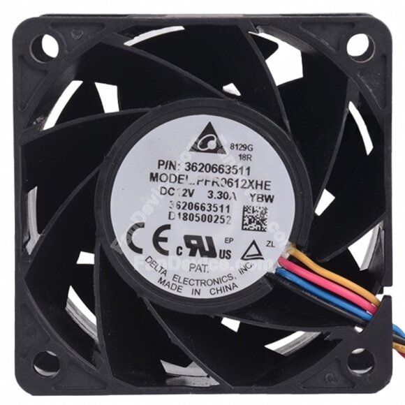 Delta FFR0612XHE DC 12V 3.30A 4 Wires 6038 PWM Axial Cooling Fan