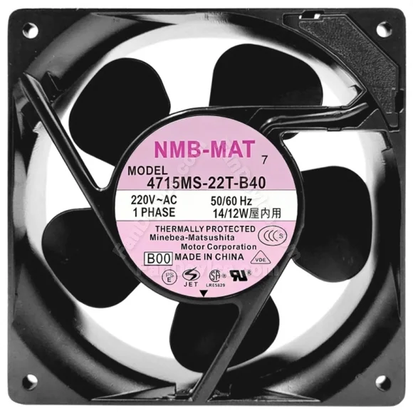 NMB-MAT 4715MS-22T-B40 220V 14/12W 1 PHASE Thermal Protected Cooling Fan