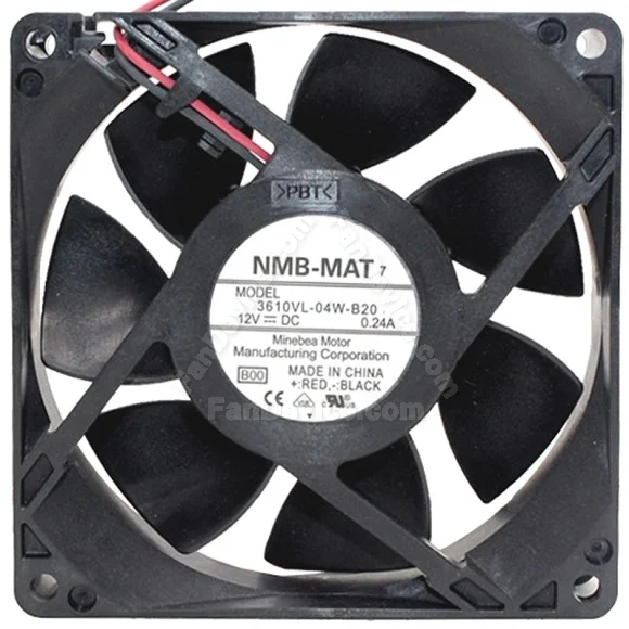 NMB-MAT 3610VL-04W-B20 DC 12V 0.24A 2 Wires Axial Cooling Fan