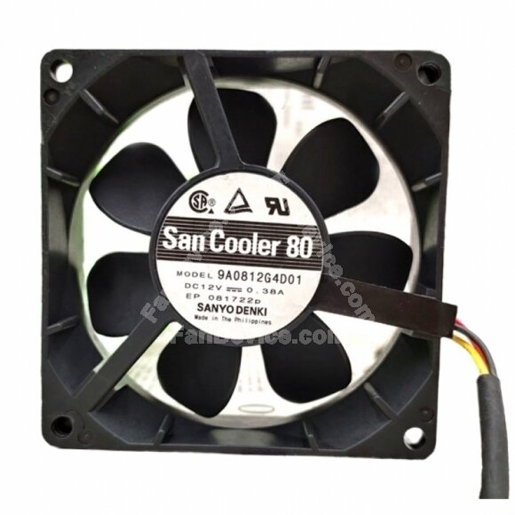 Sanyo Denki San Cooler 80 9A0812G4D01 DC 12V 0.38A 2 Wires / 3 Wires Axial Cooling Fan