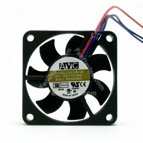 AVC C5010B12E DC 12V 0.08A 2 Wires / 3 Wires Axial Cooling Fan