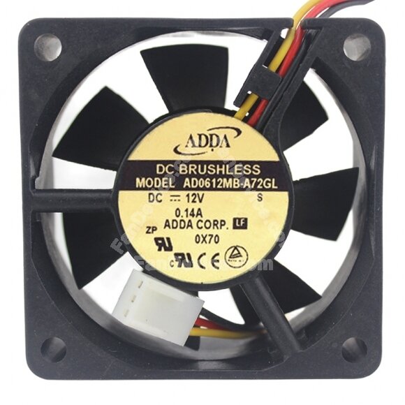 ADDA AD0612MB-A72GL DC 12V 0.14A 6025 Axial Brushless Cooling Fan