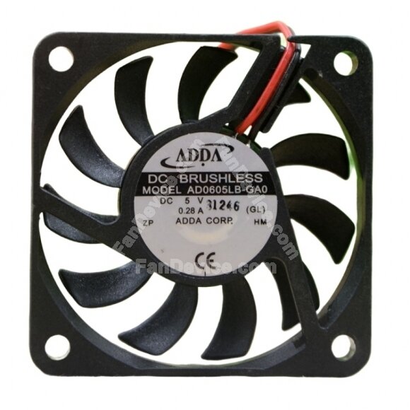 ADDA AD0605LB-GA0 DC 5V 0.28A 2 Wires Axial Cooling Fan
