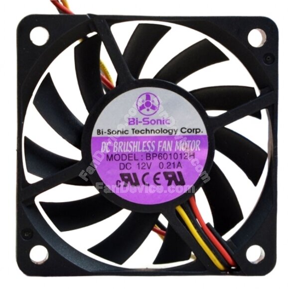 Bi-Sonic BP601012H DC 12V 0.21A 2 Wires / 3 Wires Axial Cooling Fan