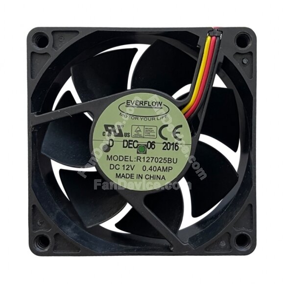 EVERFLOW R127025BU DC 12V 0.40A 3 Wires / 4 Wires Axial Cooling Fan