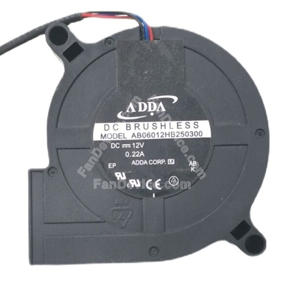 ADDA AB06012HB250300 12V 0.22A 6025 Blower DC Brushless Cooling Fan