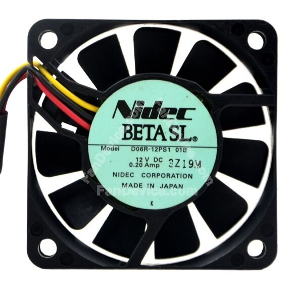 Nidec D06R-12PS1 01B DC 12V 0.20Amp 6015 Axial Cooling Fan